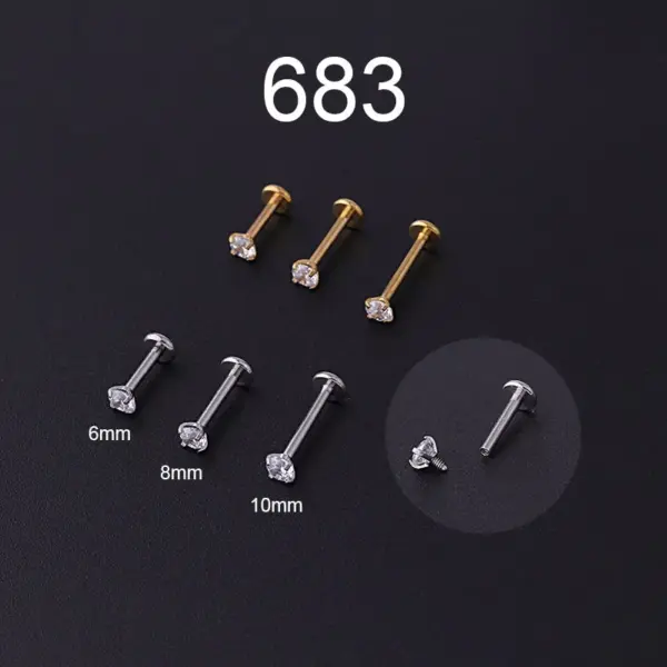 316L Stainless Steel Lip Rings Geometric Waterproof Non Tarnish Surgical Steel Unisex