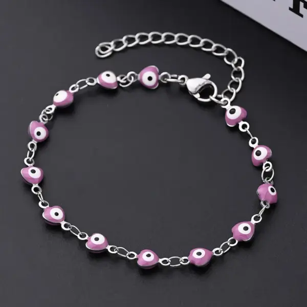 Wholesale Ethnic Style Classic Style Artistic Devil's Eye Heart Shape Simple 304 Stainless Steel Bracelets In Bulk