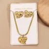 Wholesale Jewelry Casual Vacation Modern Style Round Heart Shape 304 Stainless Steel 18K Gold Plated Electroplating Polishing Plating Snake Chain Jewelry Set