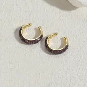 14K Real Gold Black and Rose / Red