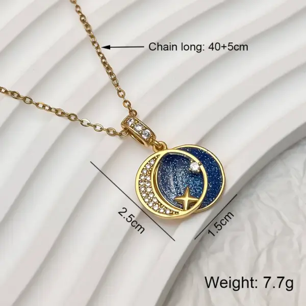 Ion Plating (IP) 18K Gold Plated Star Moon 304 Stainless Steel Copper Marine Style Classic Waterproof Non Tarnish Pendant Necklace