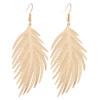 Wholesale Amazon European and American Simple Earrings Metal Feather Frosted Leaf Pattern Earrings Leaves Long Tassel Earrings for Women
