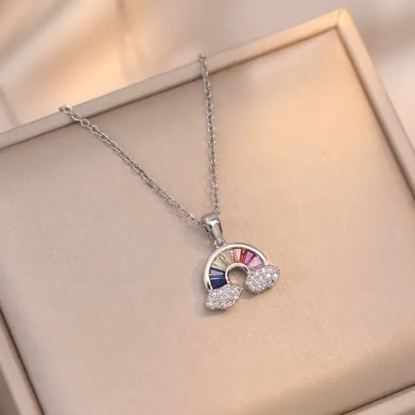 PVD Coated Real Gold Plated Rainbow Stainless Steel Casual Waterproof Non Tarnish Titanium Steel Pendant Necklace