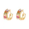Wholesale Fashion U Shape Inlaid Zircon Alloy Artificial Gemstones Copper Earrings