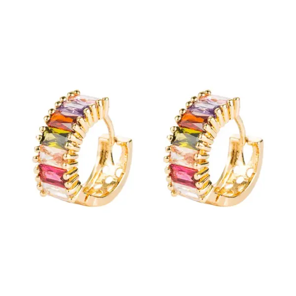 Wholesale Fashion U Shape Inlaid Zircon Alloy Artificial Gemstones Copper Earrings