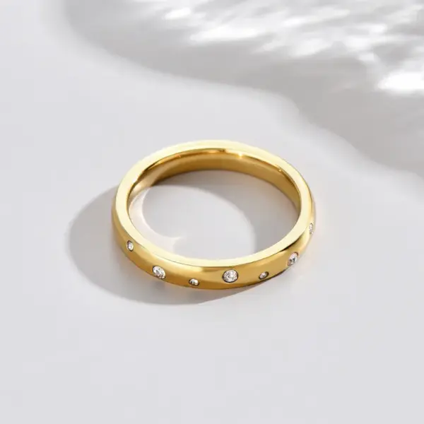 PVD Coated Real Gold Plated 14K Gold Circle 304 Stainless Steel Elegant Waterproof Non Tarnish Rings