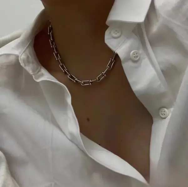 Wholesale Jewelry Casual Streetwear U Shape 304 Stainless Steel 18K Gold Plated Cuban Link Chain Curb Chain Chain Necklace