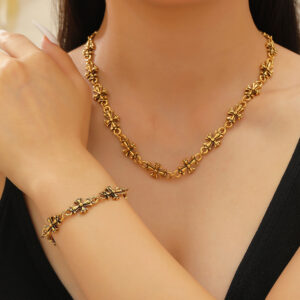06 ancient gold necklace and bracelet set (rice character)