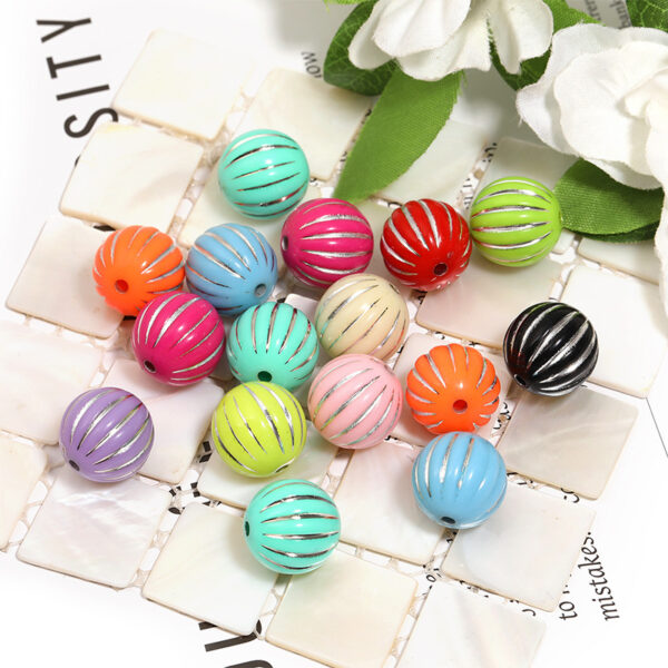 Wholesale 15mm Acrylic Colorful Lantern Beads, Gold-Painted Pumpkin Beads, DIY Mobile Phone Chain/Keychain Beads, Loose Beads
