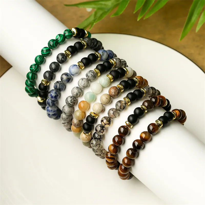 Wholesale Ethnic Style Geometric Natural Stone Beaded Bracelets