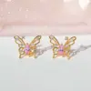 Wholesale Sweet Insect Butterfly Brass Artificial Rhinestones Ear Studs