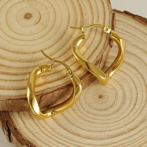 Wholesale 1 Pair Simple Style Geometric Irregular Stainless Steel 18k Gold Plated Hoop Earrings