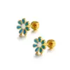 Wholesale Simple Style Flower 304 Stainless Steel No Inlaid Earrings Ear Studs