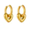 Wholesale 304 Stainless Steel Solid Color PVD Coated 18K Real Gold Plated 18K Gold Simple Style Commute Waterproof Non Tarnish Plating Hoop Earrings