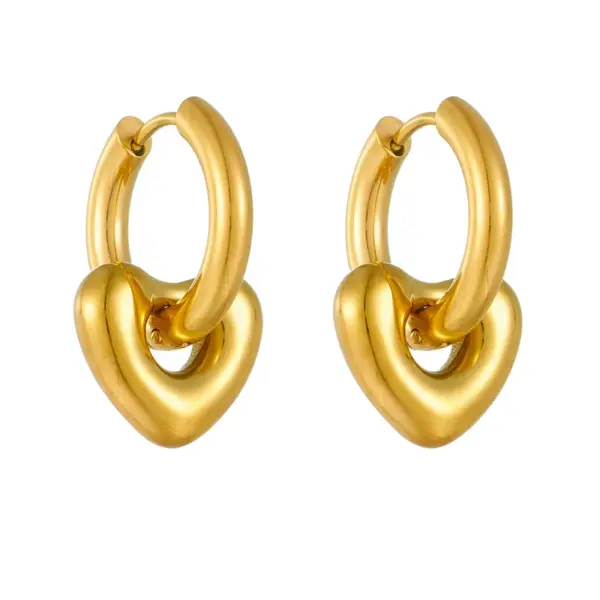 Wholesale 304 Stainless Steel Solid Color PVD Coated 18K Real Gold Plated 18K Gold Simple Style Commute Waterproof Non Tarnish Plating Hoop Earrings