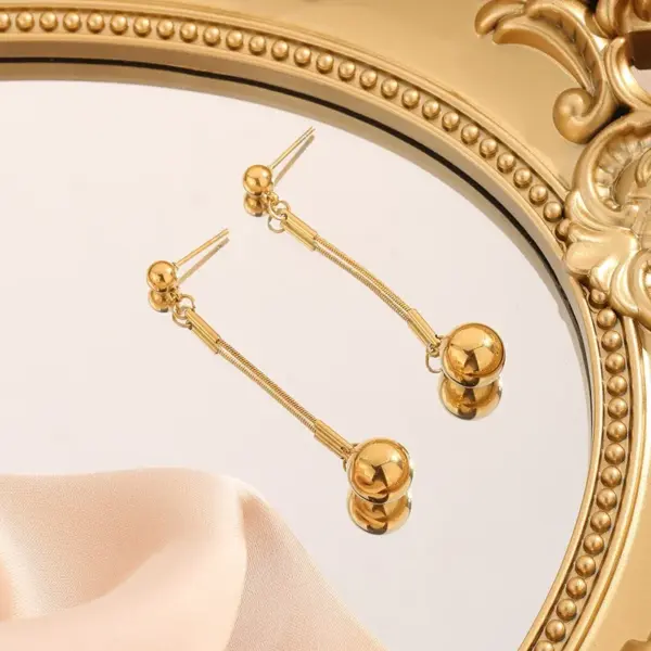 Wholesale Ion Plating (IP) 18K Gold Plated Geometric 304 Stainless Steel French Style Tropical Streetwear Waterproof Non Tarnish Drop Earrings