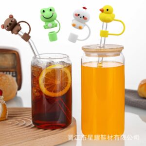 Wholesale Cute Animal Stereo Straw Cap Water Cup Straw Cover Dust-proof Straw Decorative Cap Reusable Straw Plug