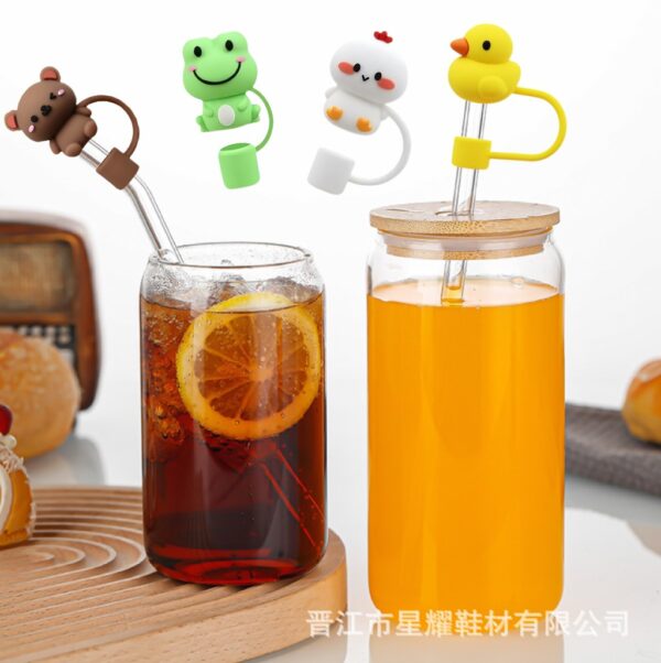 Wholesale Cute Animal Stereo Straw Cap Water Cup Straw Cover Dust-proof Straw Decorative Cap Reusable Straw Plug