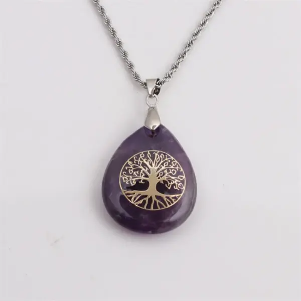 Wholesale Fashion Water Droplets Alloy Natural Stone Necklace In Bulk