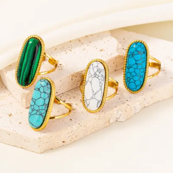 Wholesale PVD Coated Real Gold Plated 18K Gold U Shape Geometric 304 Stainless Steel Classical Classic Style Waterproof Non Tarnish Open Rings