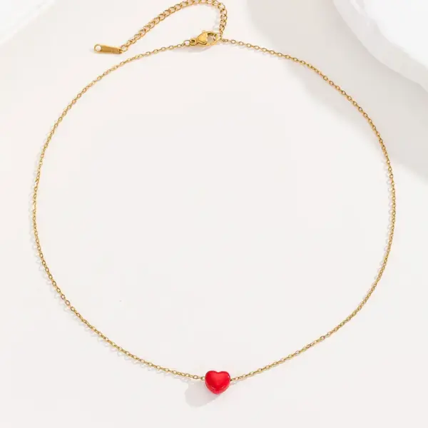 Wholesale Jewelry Cute Simple Style Heart Shape Stainless Steel 18K Gold Plated Plating Pendant Necklace