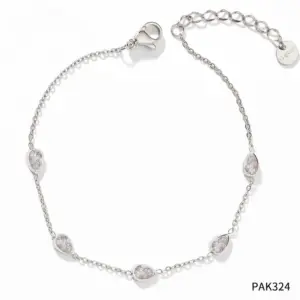 Pak324 Anklet White Gold Color White Zirconium