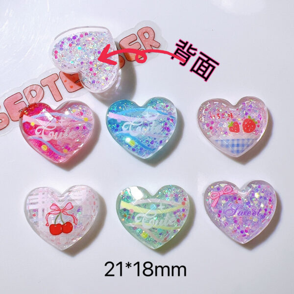 oly-461ee077e8e961b2243405763bdb9d49 Wholesale 10pcs Resin DIY Accessory Shoe Buckle with Sequins, Cherry, and Heart Design