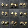 PVD Coated 18K Gold Real Gold Plated Round Star Moon 304 Stainless Steel Simple Style Classic Style Waterproof Non Tarnish Ear Studs