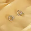PVD Coated 18K Gold Plated Circle 304 Stainless Steel Simple Style Waterproof Non Tarnish Ear Studs