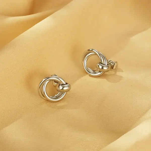 PVD Coated 18K Gold Plated Circle 304 Stainless Steel Simple Style Waterproof Non Tarnish Ear Studs