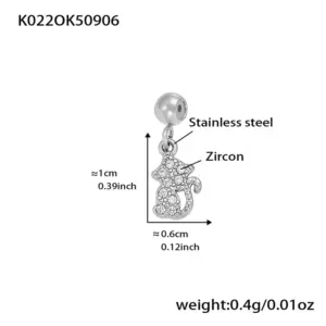 K022-Steel Color Jingle Cat Zircon Pendant