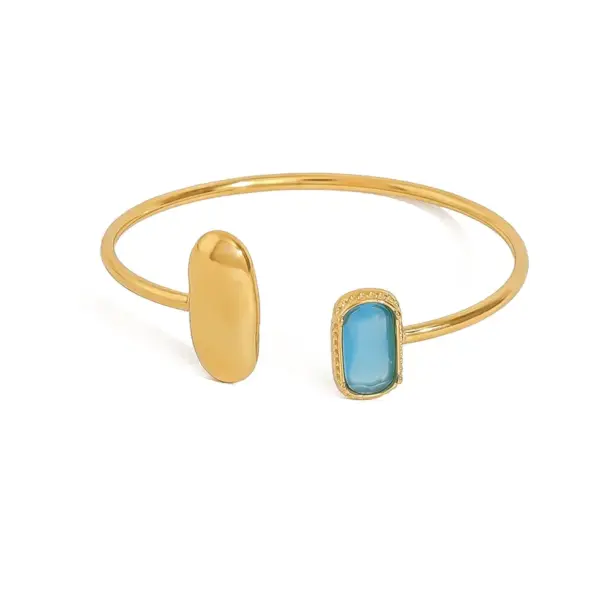 Wholesale PVD Coated Real Gold Plated Geometric Titanium Steel Vintage Style Classic Style Waterproof Non Tarnish Titanium Steel Bangle