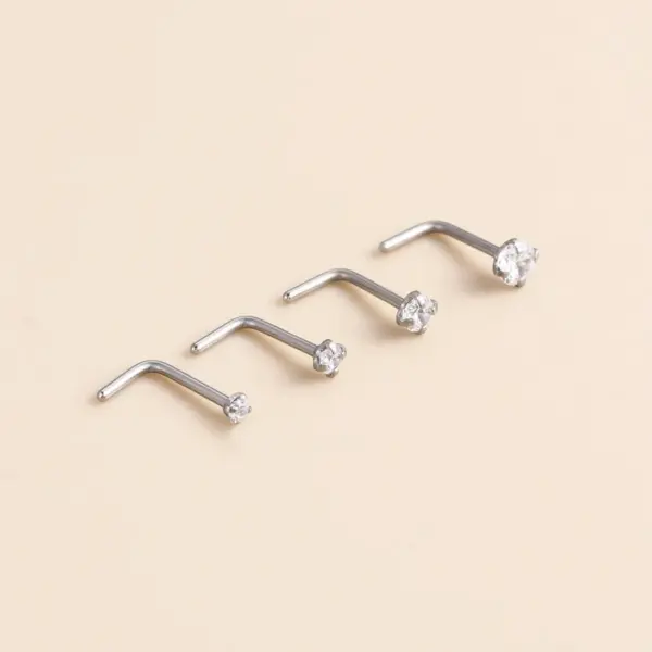 1 Piece Nose Rings & Studs Casual Geometric Pure Titanium Inlay Zircon Nose Pin