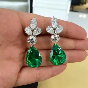 Wholesale Fashion Clover Flower Aaa Zircon Copper Earrings Exquisite Bridal Earrings