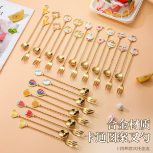 Wholesale spoon fork cartoon tableware cute dessert spoon