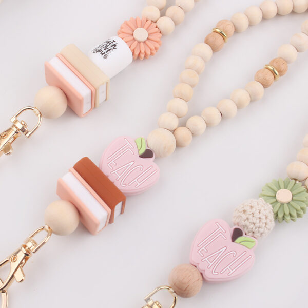 Wholesale Amazon Hot Selling Handmade Beaded Books Daisy Lanyard Necklace Gongpao Keychain Lanyard