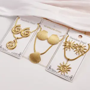 Sun Spiral Shell Earrings Necklace Set 304 Stainless Steel Electroplated Jewelry Set Casual Holiday Modern Style For Women