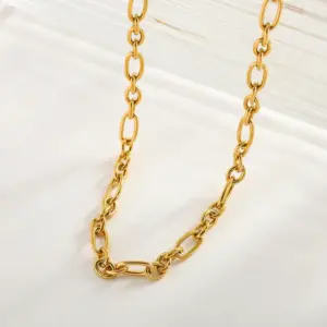 Wholesale Vacuum Plated 18K Gold Stainless Steel Basic Style Necklace For Women Casual Indoor Outdoor Wear Lobster Clasp Geometric Pattern