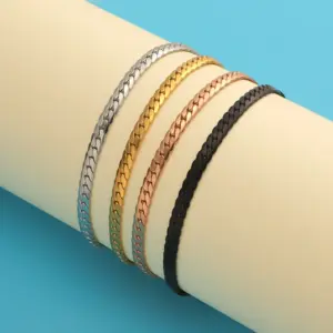 Wholesale PVD Coated 18K Gold Real Gold Plated Solid Color Stainless Steel Basic Classic Style Waterproof Non Tarnish 304 Stainless Steel Bracelets
