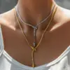 304 Stainless Steel Irregular PVD Coated Rhinestones Electroplated IG Style Basic French Style Snake Chain Lobster Trigger Clasp Closure Necklace Choker
