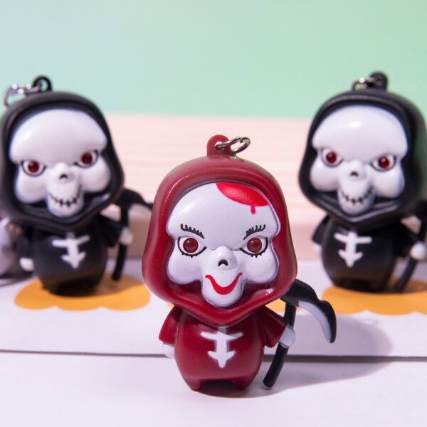 Wholesale Death glowing sound horror Ghost April Fool's Day creative car keychain schoolbag pendant couple small gift