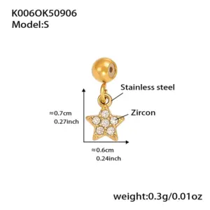 K006-Golden Five-Pointed Star Zircon Pendant-S
