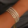 Wholesale Elegant Fashion Ultra Shiny Full Diamond Bracelet Women Stainless Steel Adjustable Bracelets Multiple Styles Round Oval Rectangle