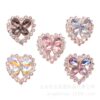 Wholesale Double-sided crystal love heart alloy beads diamond straight hole beads DIY mobile phone chain key chain bag chain heavy accessories