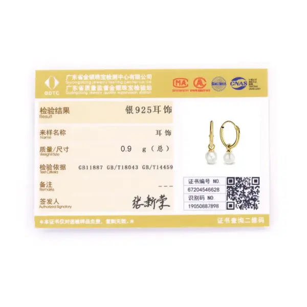 1 Pair 925 Sterling Silver Geometric Pearl Charms Earrings