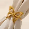 PVD Coated Real Gold Plated Butterfly 304 Stainless Steel Sweet Simple Style Waterproof Non Tarnish Rings