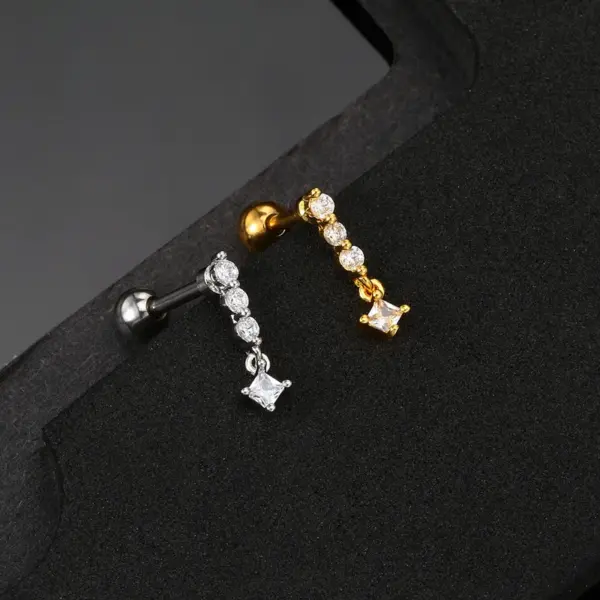 Wholesale Fashion Full Diamond Screw Ball Zircon Lip Print Heart-shaped Pierced Earrings Women's Style Geometric Pattern Personality Craft Earrings