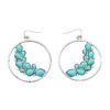 Wholesale New European and American Retro Cross-border Earrings Personalized Exaggerated Large Circle Leaves Turquoise Earrings Alloy Earrings