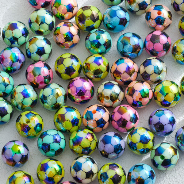 Wholesale 10pcs Football Colorful Mixed Shaped Perforated Beads
