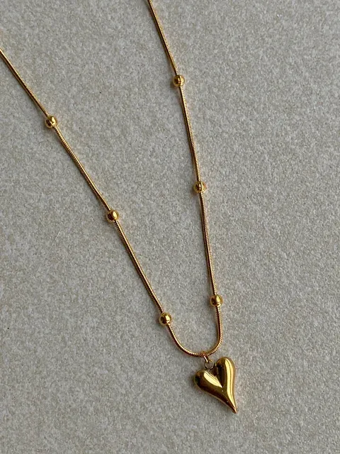 PVD Coated 18K Gold Plated Heart Shape 304 Stainless Steel IG Style Sweet Waterproof Non Tarnish 304 Stainless Steel Pendant Necklace